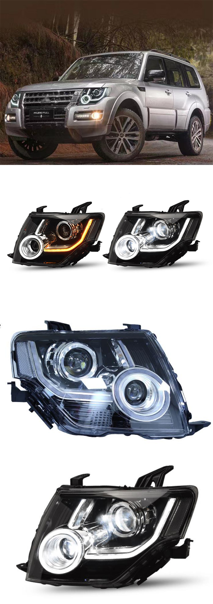 ĐÈN PHA FULL LED PAJERO 2008 - 2015 MẪU DYNAMIC