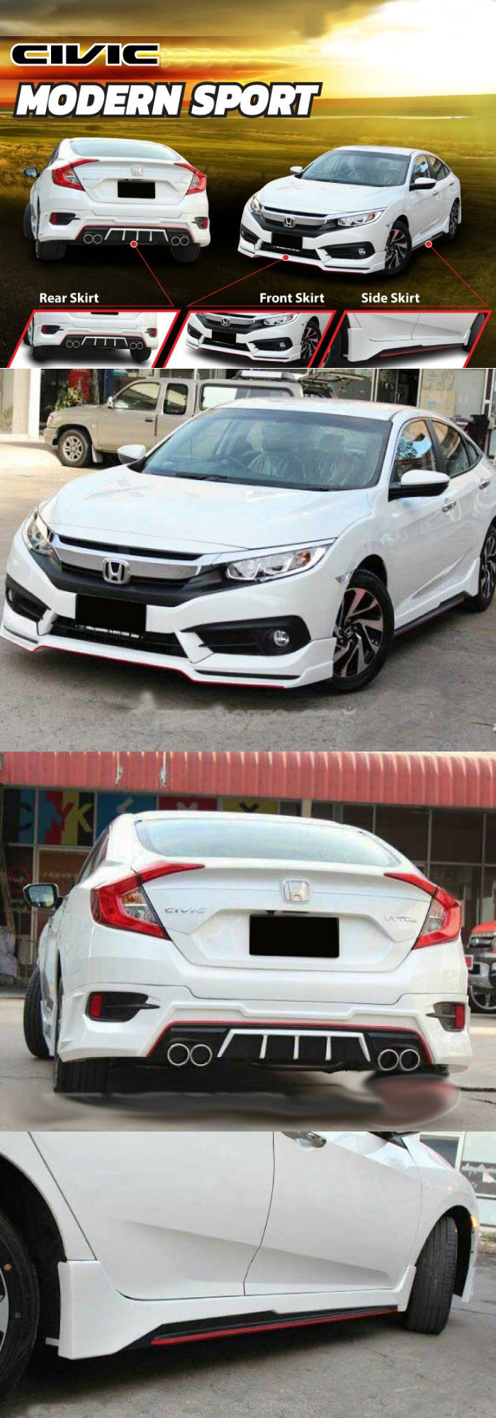 BODY LIP HONDA CIVIC 2017 MẪU MODEM-SPORT