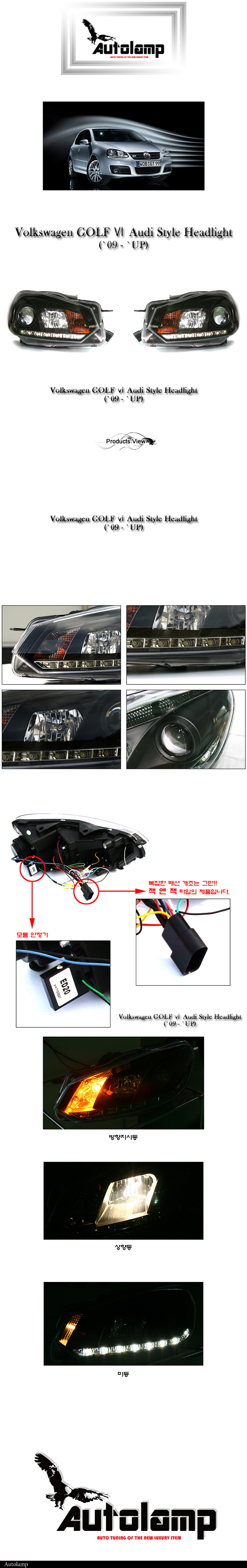 ĐÈN PHA LED NGUYÊN BỘ CẢ VỎ MẪU AUDI VOLKSWAGEN GOLF VI