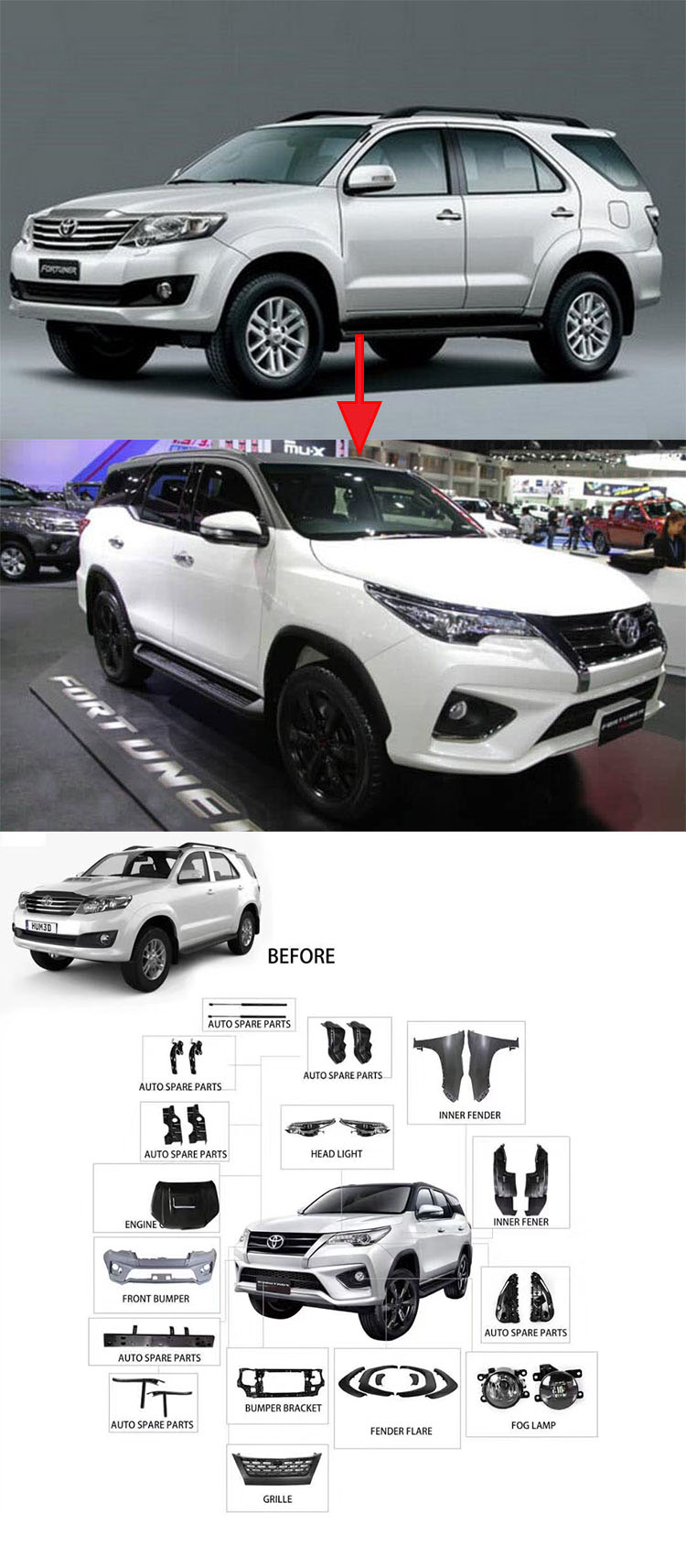 BODY KIT NÂNG ĐỜI FORTUNER 2012 LÊN MẪU TRD 2019