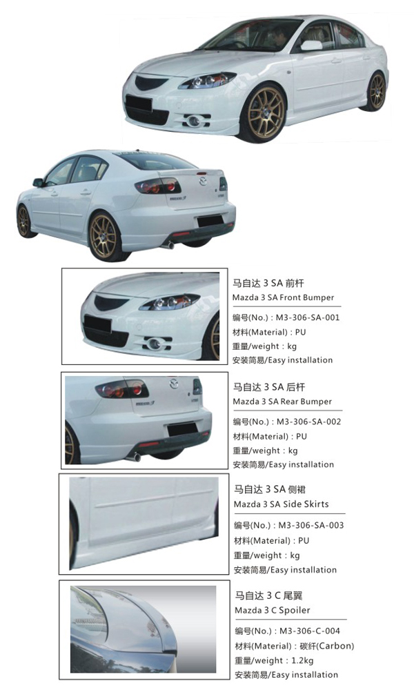 BODY KIT MẪU M3A MAZDA 3 4 CỬA 06-09